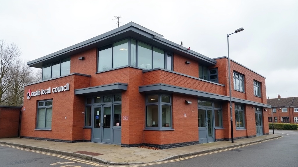 A local council officer in a high-vis jacket inspecting a modern PMU clinic.