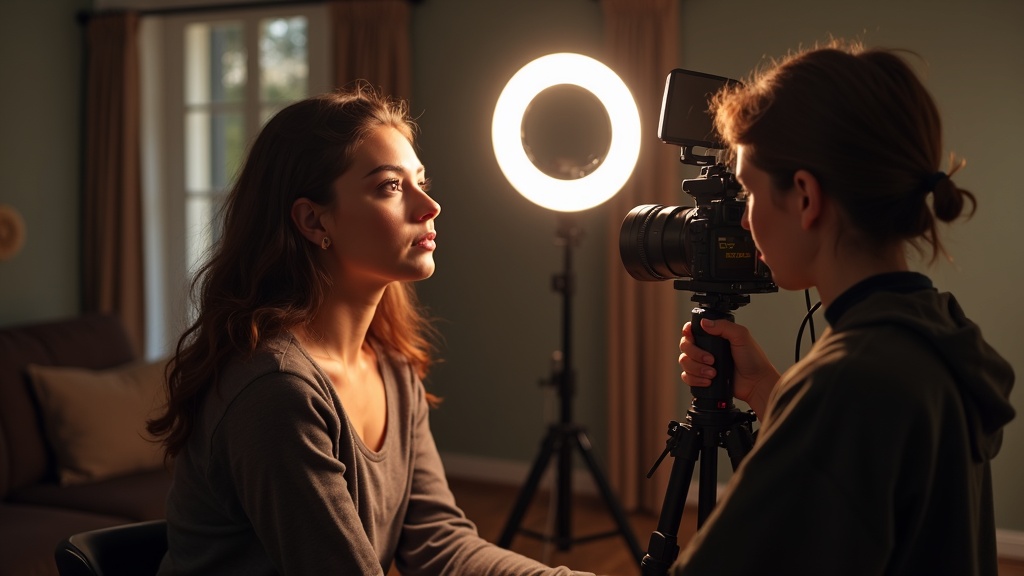 A PMU artist filming a Reel on her phone, demonstrating a technique.
